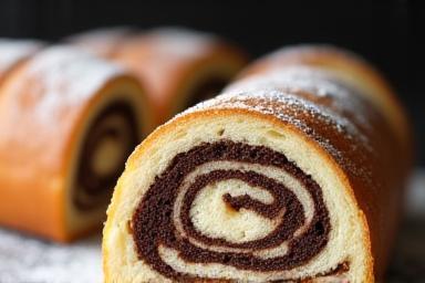 Cozonac pufos feliat, cu umplutură bogată de nucă și cacao